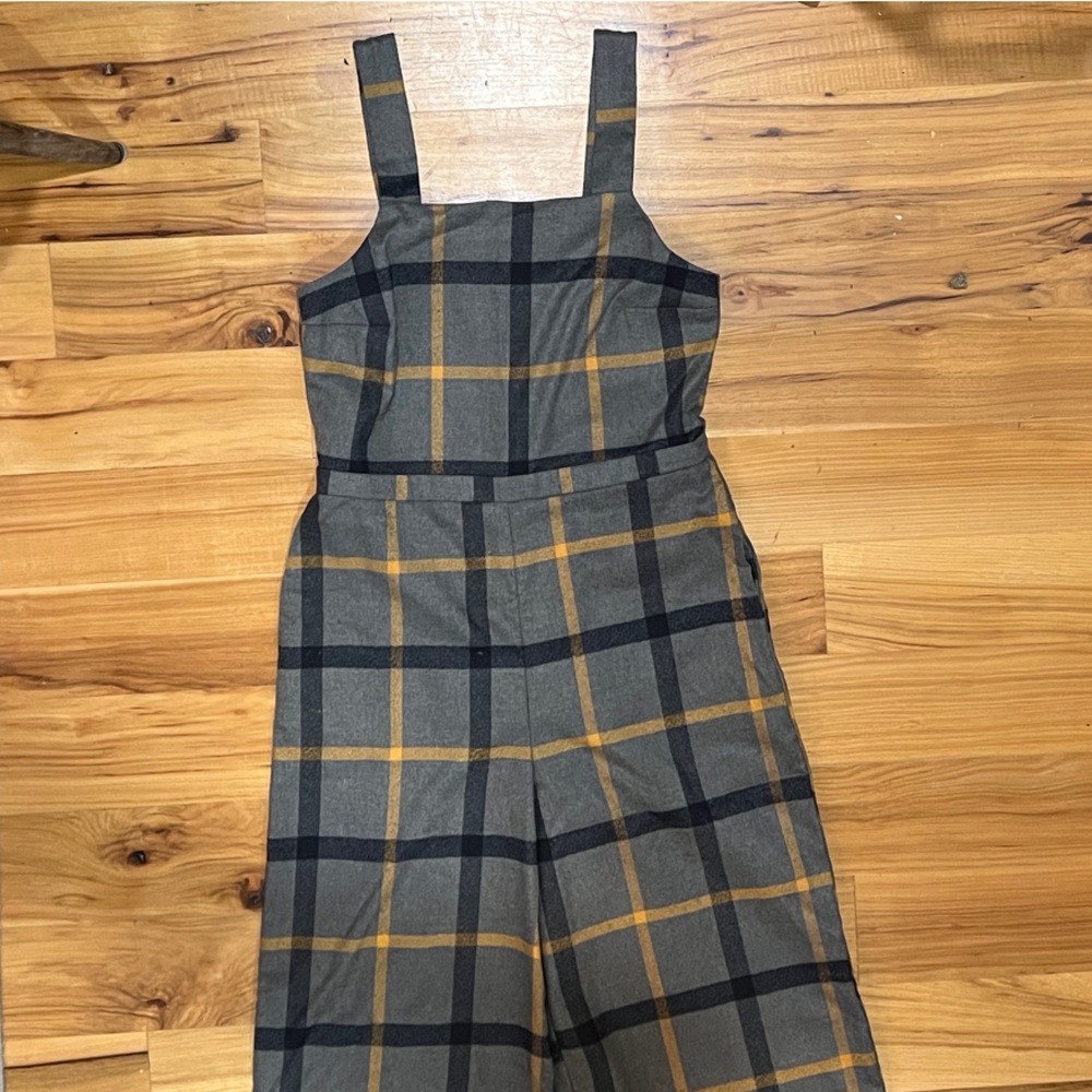 Modcloth Plaid Wide Leg Jumpsuit with POCKETS